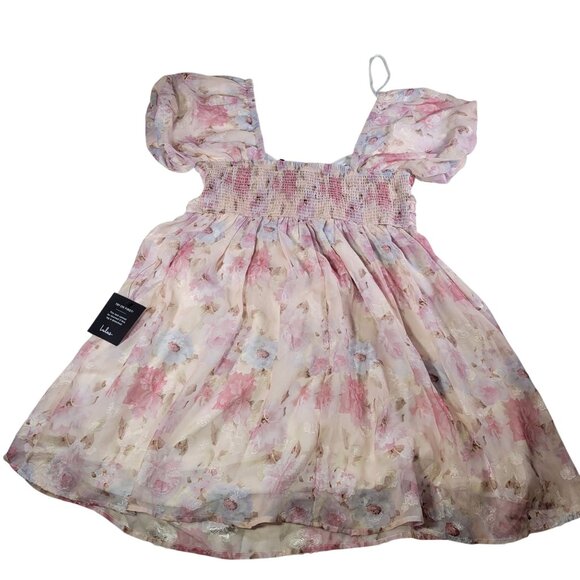 Lulus Fresh Florals Cream Floral Print Puff Sleeve Mini Dress Size M - Picture 6 of 6